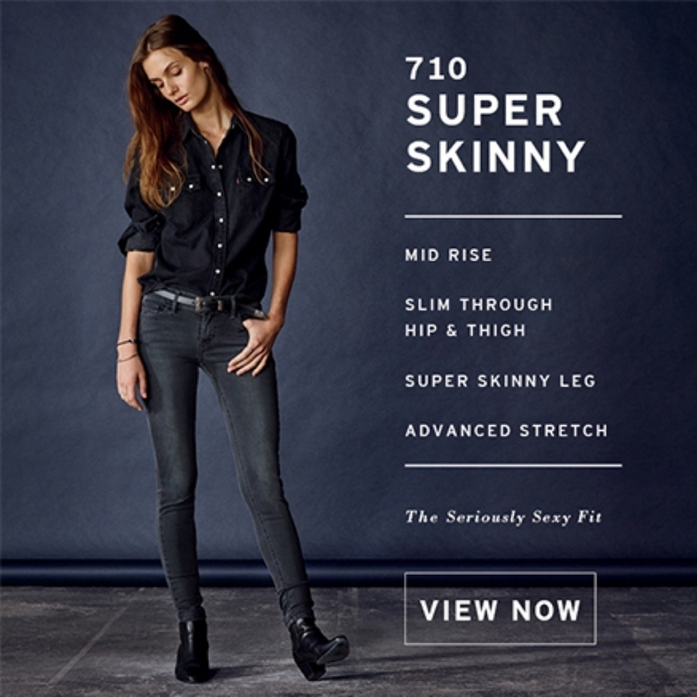 LEVI'S 710 Super Skinny Jeans Size 26